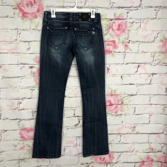 Miss Me Denim - Miss me darker wash white stitching bootcut jeans